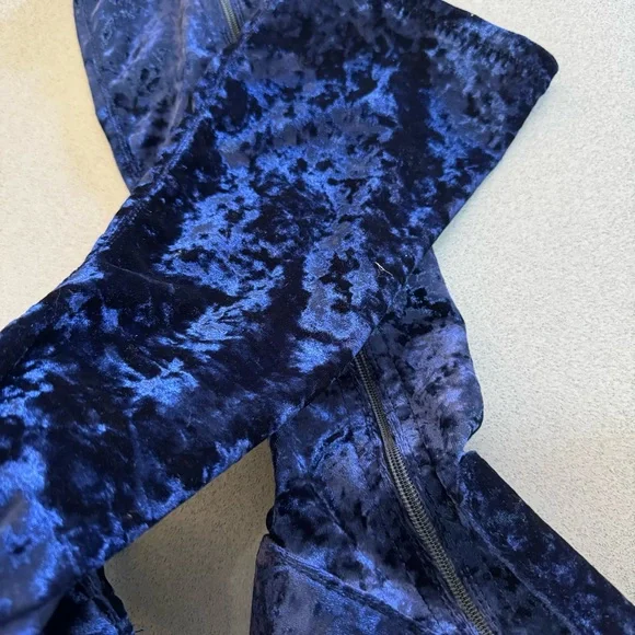 Blue Velvet Knee-High Boots - Picture 4 of 14